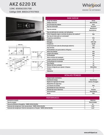 Whirlpool Akz Ix Oven Product Data Sheet Manualzz