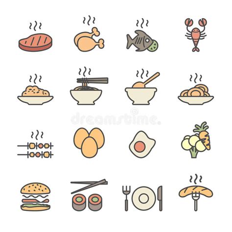 Bakery Icon Set Flat Line Color Version Vector Eps10 Stock Vector