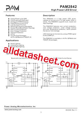 Pam Tjr Datasheet Pdf Power Analog Micoelectronics