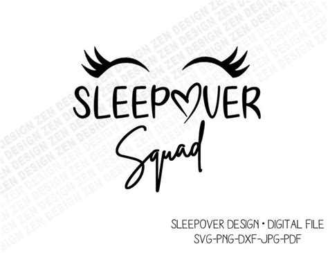 Sleepover Squad Svg Sleepover Svg Eyelashes Svg Slumber Party Squad