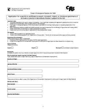 Fillable Online CITES General Application Form Application For A