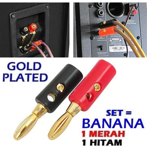 Jual Jack Banana Gold Jantan Male Plug Merah Hitam Konektor Ba 109d Di