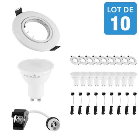 Lot Spots Encastrables Orientables Blancs Ampoules Gu Led W