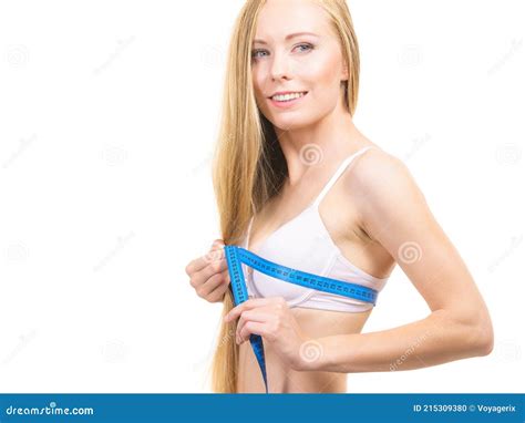 Woman Measuring Her Chest Breasts Bust Size Stock Photo Image Of Lingerie Bust