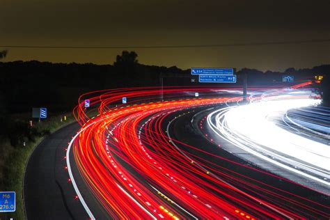 highway, lights, long exposure, night, road 4k wallpaper ...