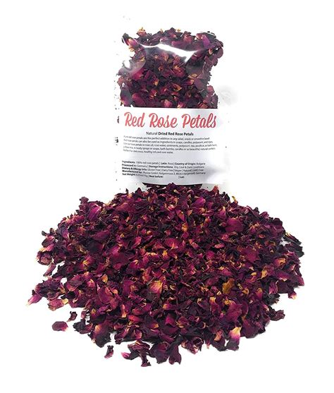 Amazon.com : Red Rose Petals - Pure, All Natural & Edible Rose Petals - Dried Flower Petals for ...