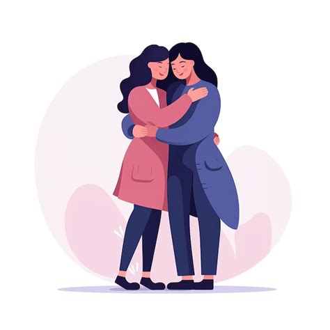 Premium Photo People Hugging Flat Illustration Vector