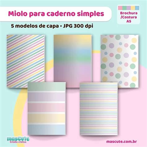 Miolo Para Caderno Pautado Pontilhado Quadriculado Brochura