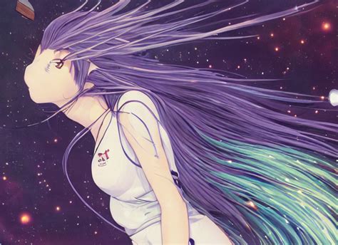 Prompthunt Anime Full Body Portrait Astronaut Girl Flowing Hair No