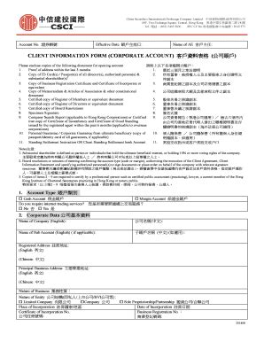 Fillable Online Securities Csci Client Information Form Corporate