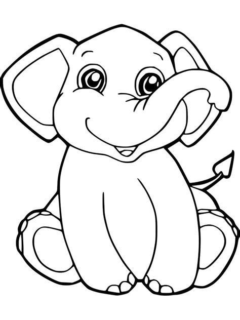 Dibujos De Elefante Bebé Feliz Para Colorear Para Colorear Pintar E