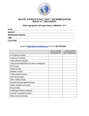 Fillable Online Ohs Delaware St Patricks Day Loop Dui Mobilization