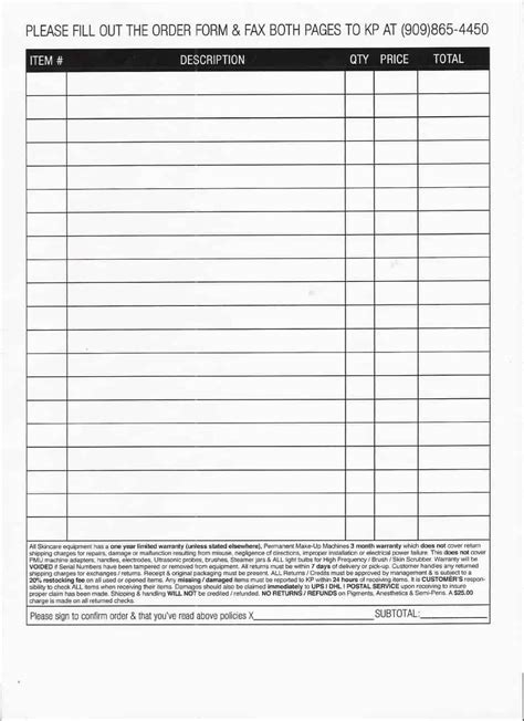 Order Form Printable Template Five Great Order Form Printable Template