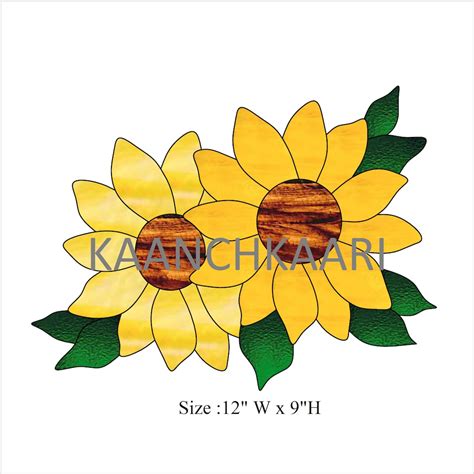 Sunflowers Stained Glass Pattern Suncatcher 12 X 9 Digital Etsy