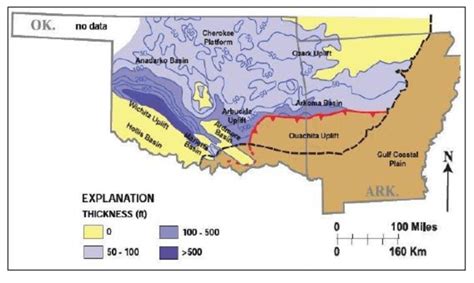 Figure Regional Isopach Map Of The Woodford Shale The Woodford Shale