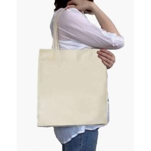 Sacola Ecobag em Algodão Cru alça Branca 40cm x 35cm