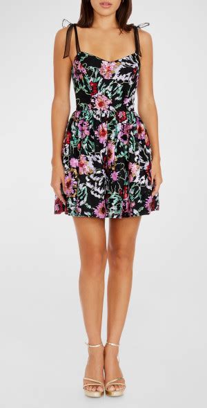 Dress The Population Black Label Kaitrin Floral Sequin Mini Dress