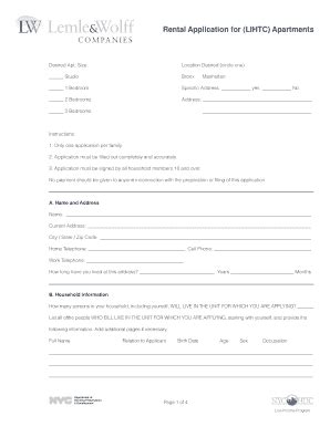 Fillable Online Lihtc Residential Application Form Lemle Fax Email