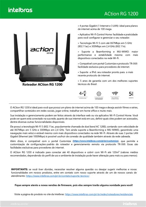 Roteador Wireless ACtion RG 1200 Nacional Intelbras