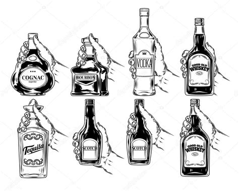 Vector set of bottles for alcohol — Stock Vector © vectorpocket #127226378