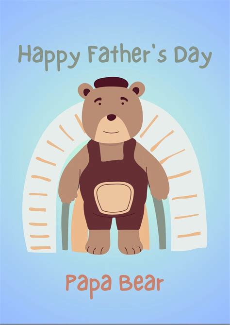 Printable Cute Papa Bear Father S Day Card Etsy