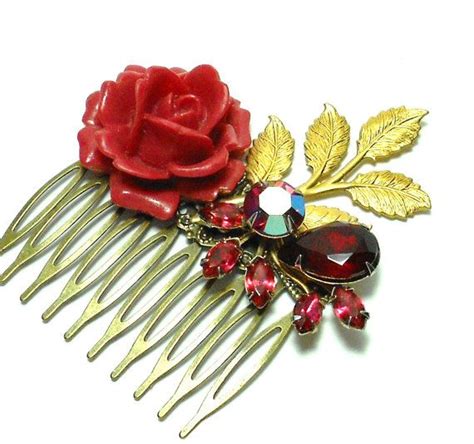 Emerald Hair Comb Art Deco Hair Comb Assemblage Hair Comb Etsy