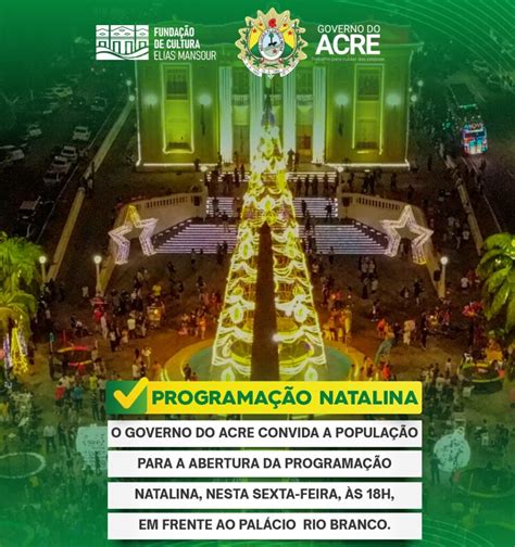 Governo do Acre abre programação de Natal nesta sexta em frente ao