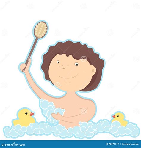 Young Man Taking Bath Yellow Ducks Stock Illustrations 2 Young Man