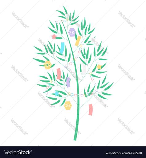 Tanabata festival bamboo tree with decorations Vector Image