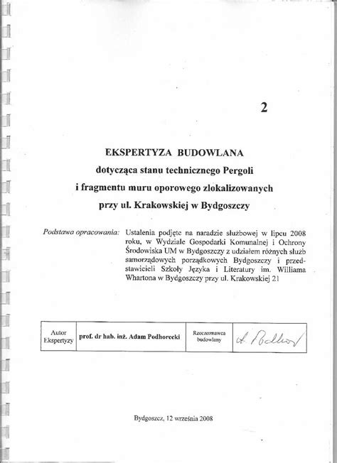 PDF EKSPERTYZA BUDOWLANA DotyczQca Stanu Technicznego Pergoli I