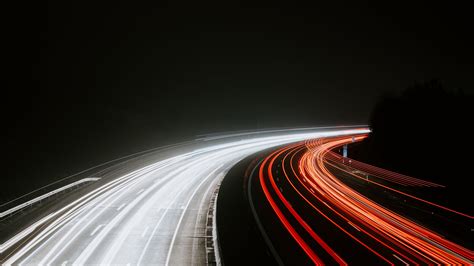 Road Turn Lights Long Exposure Dark K Hd Wallpaper