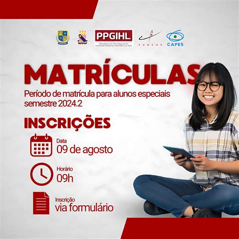 Sele O Per Odo De Matr Culas Para Alunos Especiais Para O Semestre