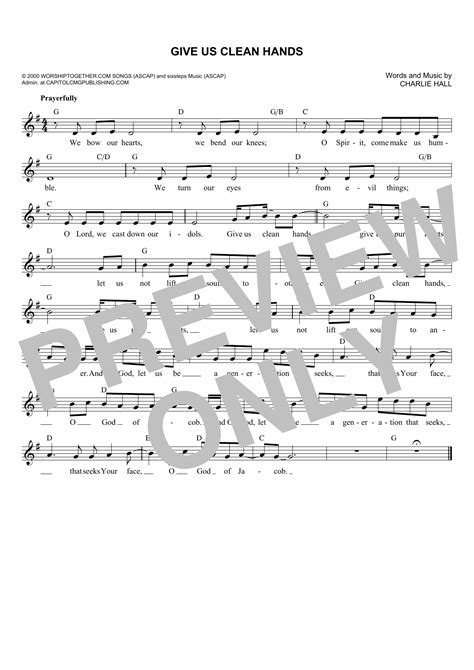 Give Us Clean Hands By Chris Tomlin Sheet Music For Lead Sheet Fake