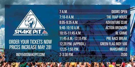 Indy 500 Snake Pit on Twitter: "SET TIMES 🔥🔥🔥…