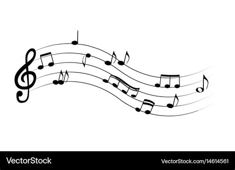 Set Of Musical Notes On Five Line Clock Notation Vector Image