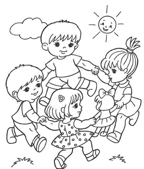 Desenho Bom Para Crianças - Crianças Brincando para Colorir: Desenhos para Imprimir Grátis