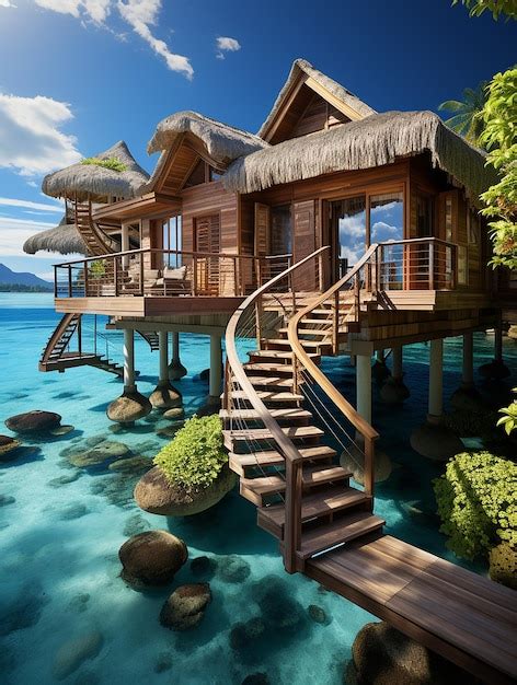 Premium AI Image | Bora_Bora_Island_over_water_villas