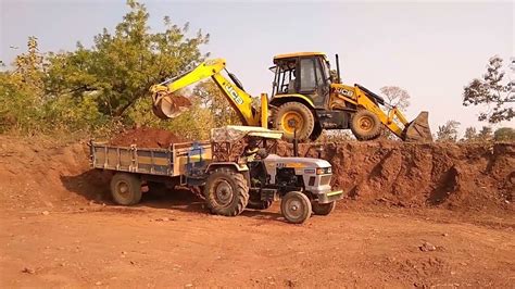 Jcb Dx Working With Many Tractors John Deere Mahindra Eicher