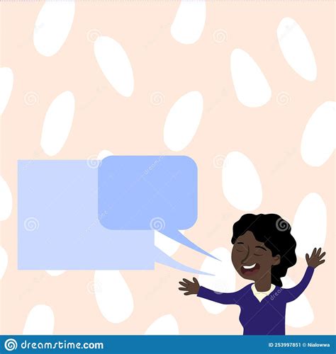 Woman Holding Two Speech Bubbles With Important Messages Female