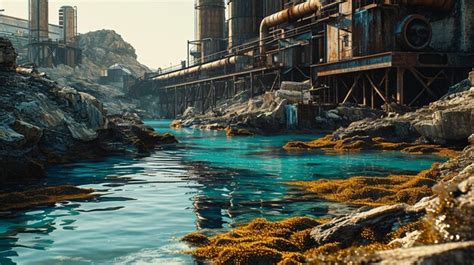 Premium AI Image | Industrial Water Pollution Concept