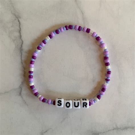 Purple Beaded Bracelet With S O U R Letter Beading Inspired By Olivia Rodrigo S Album Sour