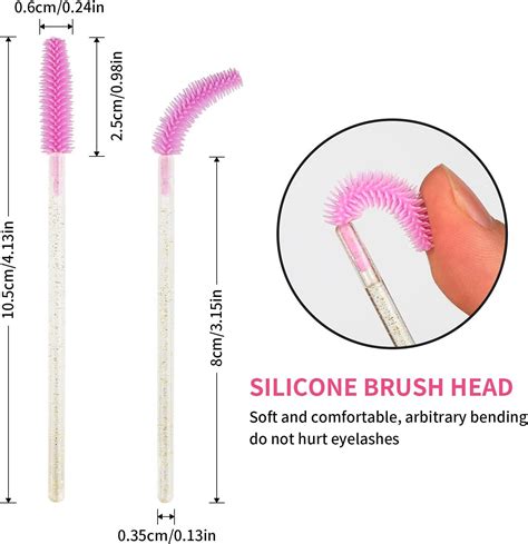 G2plus 100 Pcs Disposable Silicone Eyelash Brushes Gold And Pink Mascara Wands For Lash