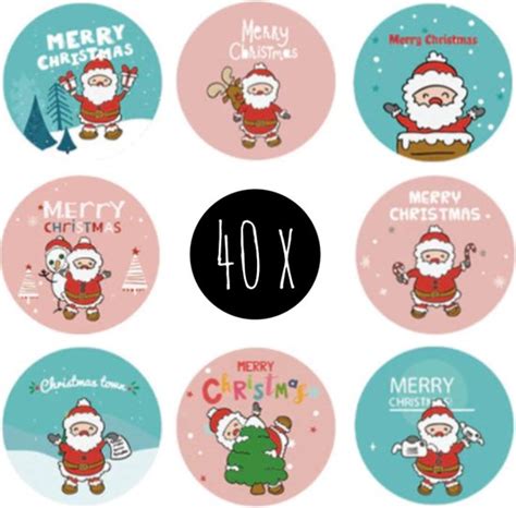 40x Kerst Stickers Sluitstickers Cadeaustickers Kerststickers