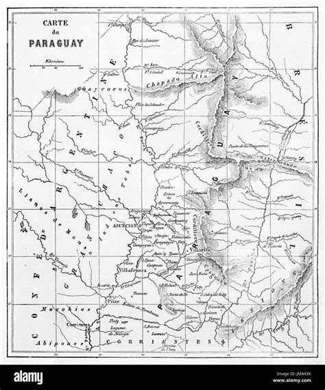 Antiguo Mapa Grabado Del Paraguay Antiguo Arte De Estilo Grabado En
