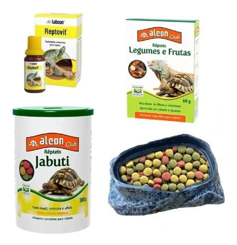 Combo Jabuti Comedouro Ra O Vitamina Mix Alcon Repteis Mercadolivre