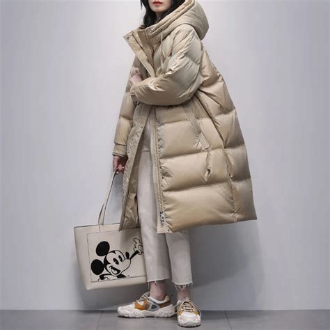 Hooded Down Jacket Women S 2023 Winter New Korean Loose 90 White Duck