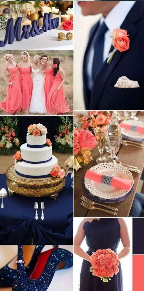 Coral Peach And Navy Blue Wedding Theme