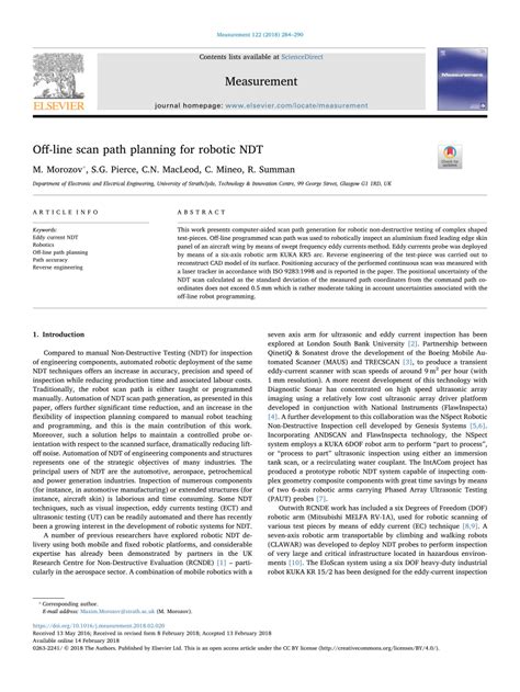 Pdf Off Line Scan Path Planning For Robotic Ndt