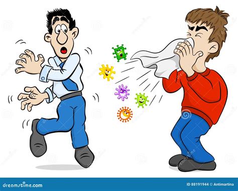 Sneezing Man With Germs Stock Vector Illustration Of Isolated 88191944