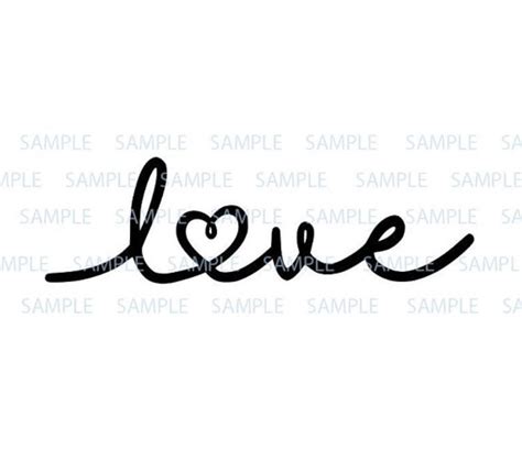 Love Cursive Script Heart  Digital File Etsy